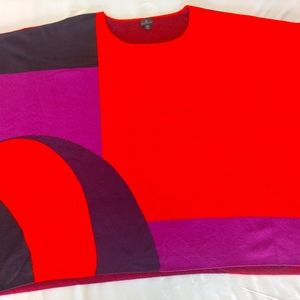 Worthington Sleeveless Color Block Knit Poncho